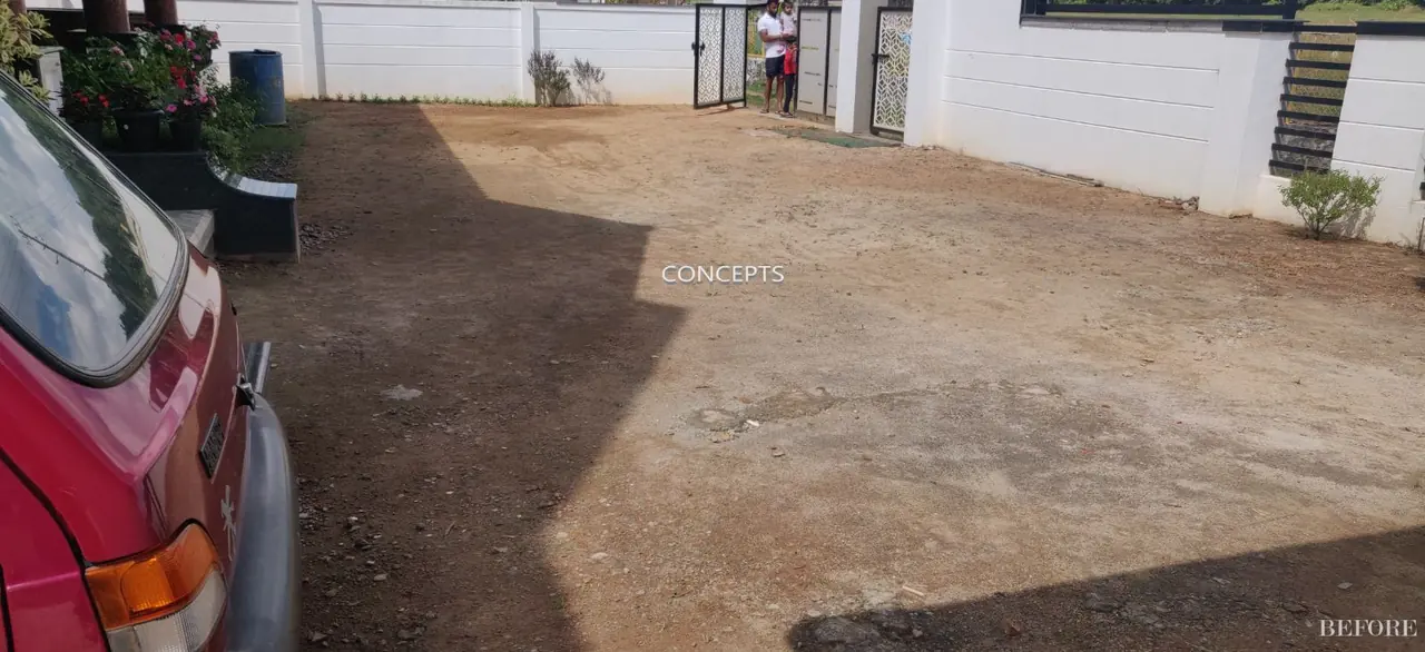 Bare earth yard before paving, Bittangala